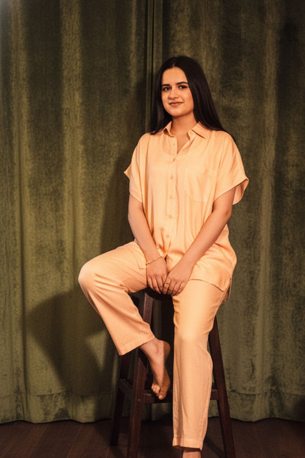 Soft Peach Linen Co-Ord Set